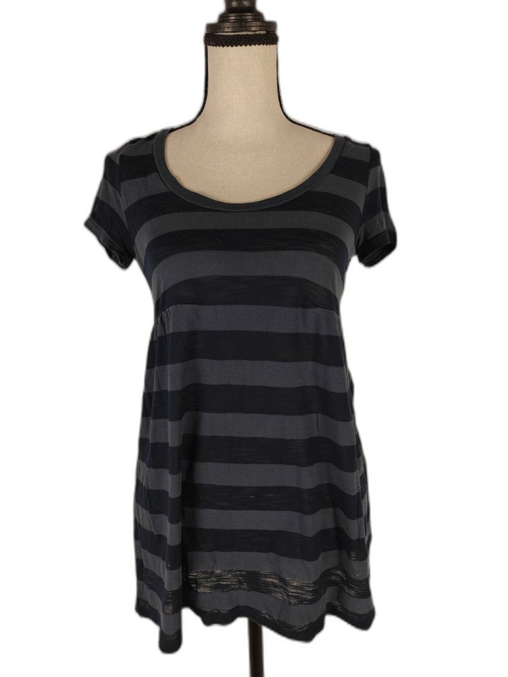 Women’s, Splendid, Striped Empire-Waist Tunic Top, Navy/Gray, Small